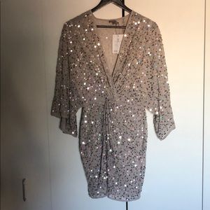 ASOS silver sequin knot front kimono - NWT